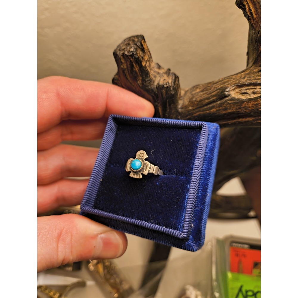 Vintage Navajo Thunderbird Sterling Silver Ring Size 5 1/4 - Picture 4 of 6